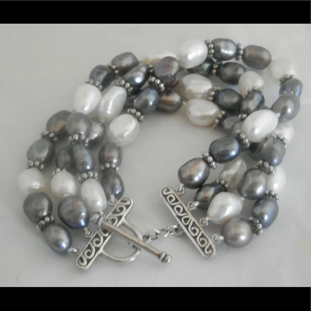 Sterling Silver Pearls Bracelet